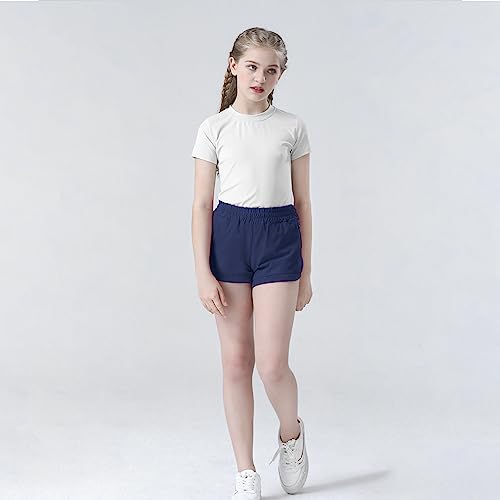 Big Elephant Teen Girls Athletic Shorts With Zipper Mesh Pockets For Basketball, Soccer, Running, Biking (Navy Blue, 10-11 Years) #TOP3