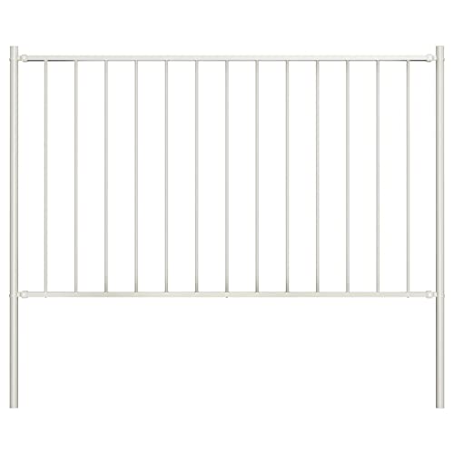 Homgoday Pannello Recinzione e Pali Acciaio Verniciato 1,7x1,25m Bianco, Cancello Giardino Esterno, Cancello per Recinzione da Esterno, Recinzione da Cantiere