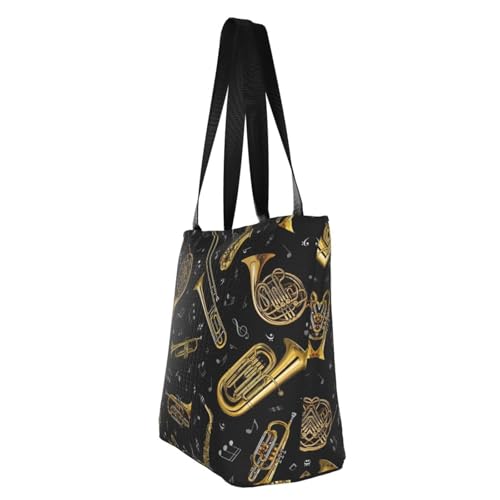 Sac à main imprimé instruments de musique noir et blanc unique