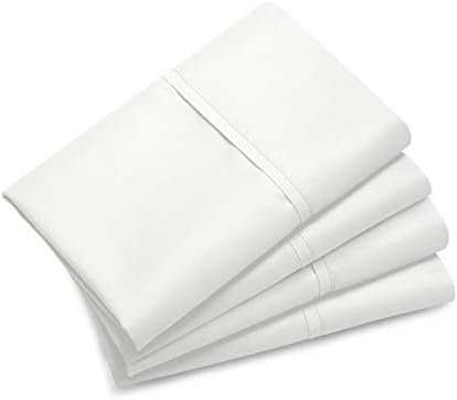 Lavish Touch Standard Pillowcase Cotton Rich 1250TC Tri-Blend with Solid Sateen Weave - 4pcs Pillowcases Set, 20 x 30 Inches (Standard Pillowcase, White)