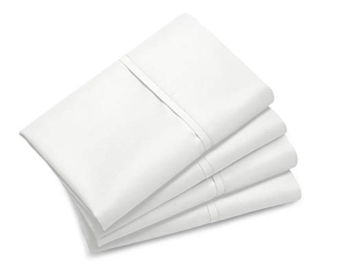 Lavish Touch Standard Pillowcase Cotton Rich 1250Tc Tri-Blend With Solid Sateen Weave - 4Pcs Pillowcases Set, 20 X 30 Inches (Standard Pillowcase, White) #TOP1