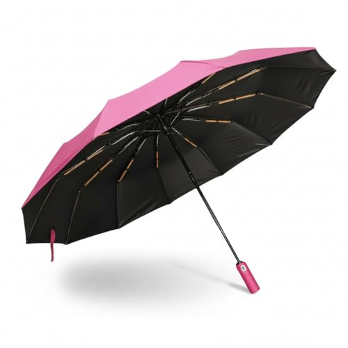 Guarda Chuva Automático Reforçado Resistente ao Vento com Proteção UV – Compacto, Dobrável e Portátil para Bolsa e Mochila - Qualidade Premium (Marsala)