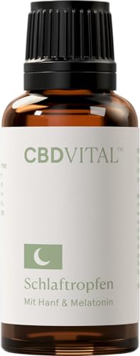 Schlaftropfen mit Melatonin und Hanfsamenextrakt | 100% natürliche Tropfen in Apothekenqualität | Verkürzung der Einschlafzeit | Jetlag Linderung | 30ml
