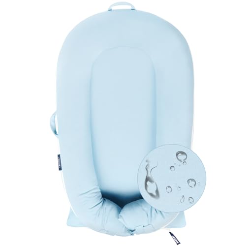 Image of Organic Replacement Cover with Waterproof Pad | Premium Quality Spare Cover Certified Organic Cotton | Protects Against leaks | [Fits Dockatot Deluxe + Docks] (Cover Only) (Baby Blue)