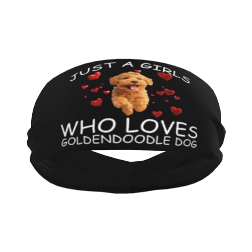 Just A Girls Who Loves Goldendoodle Dog Adjustable Sports Headband Moisture Wicking Sweatband for Running Workout2