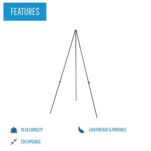 Mastervision Instant Easel, 61.5" High, Black, Steel, Lightweight #TOP2