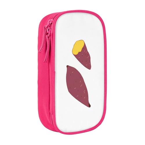 サツマイモ さつまいもペンケース 筆箱 文具ケース おしゃれ 筆袋 鉛筆ケース 鉛筆のサック 中高校生 軽量 収納バッグ 学生 子供 誕生日 入学ギフト 大容量 ダブルレイヤーPink