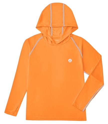 Image of Boys Grils Long Sleeve Sun Shirts UPF50+ Hoodie Thumbhole Rash Guard Quick Dry Atheltic Hiking Workout Water Playing