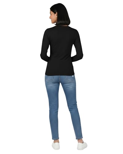 Image of HELGA Ivano Women's Organic Cotton Full Sleeve T-Shirt | Super Combed Cotton Rich | Plain Round Neck | Soft, Breathable, Eco-Friendly Casual Top for Everyday Wear