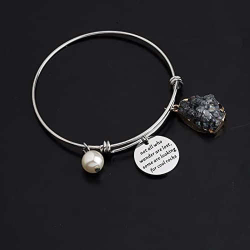 Gzrlyf Geology Bracelet Geologist Gifts Rock Lover Gifts for Women Funny Rock Collector Gifts not all who Wander are Lost4