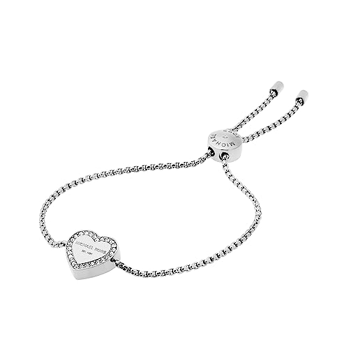 Michael Kors Stainless Steel and Pavé Crystal Heart Chain Bracelet  