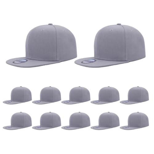 Image of ZH Plain Flat Brim Snapback Baseball Caps Adjustable Blank Baseball Caps Wholesale 12 Pack