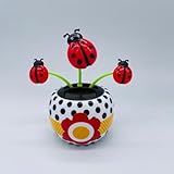 1 Pc Solar Powered Ladybird Toy, Solar Swinging Flip Flap Flower Animated Bobblehead Dancer Toy, Car Windowsill Decoration Desktop Solar Dancing Ornament Sun, Solar Dancer Figure Car Decoration