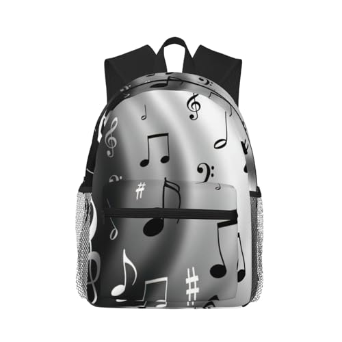 Sac à dos imperméable à motif de notes de musique, grand confort pour ordinateur et cours