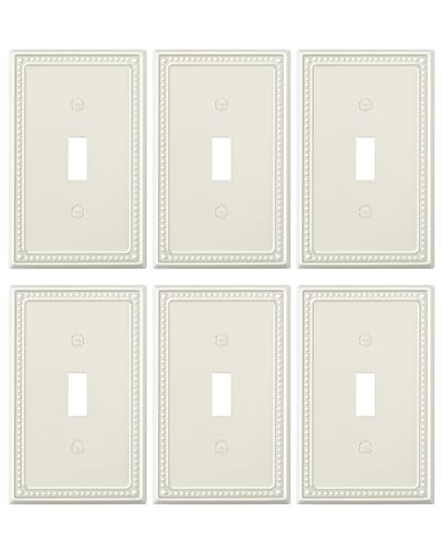 TREEWELL 6-Pack Single Toggle Light Switch Cover Plate, Light Almond