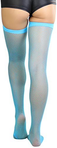 Image of ToBeInStyle Women's Sexy Nylon Versatile Fine Fishnet Thigh High Stockings w /Opaque Band