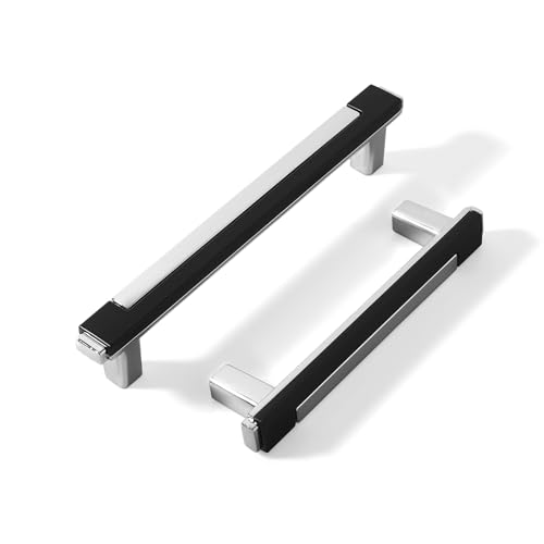 Kcmwsy 10 Pack Modern Black and Silver Cabinet Pulls, 3.7 Inch Hole Center Solid Zinc Alloy Drawer Handles, Anti-Rust Kitchen Hardware for Dresser, Cupboard and Bathroom Vanity by Kcmwsy - Used condition - US$16.24