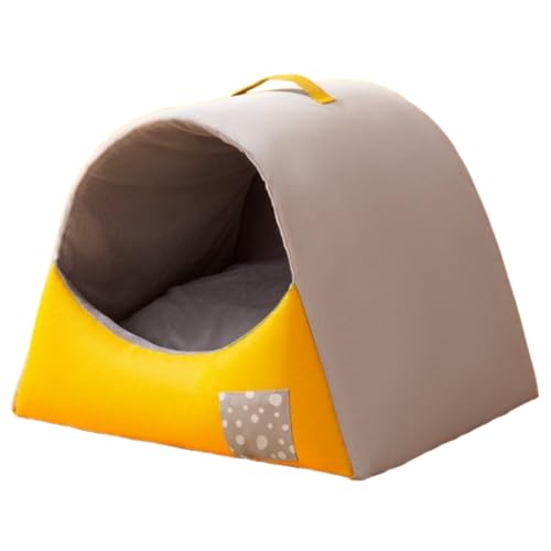 Kwueiit衝突色ペット犬小屋半密閉猫小屋オールシーズンユニバーサルドッグベッド中型小型犬犬小屋用品のモデル (S,グレー)