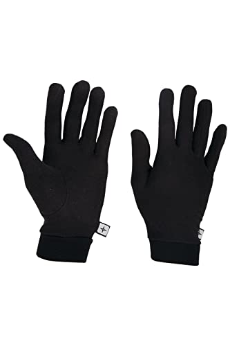 Mountain Warehouse Gants en Soie - Gants 100% Soie, 3 Tailles, Poids léger, Respirants - pour Camper par Temps Froid Noir L Cover