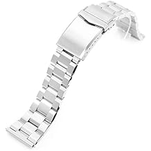 MiLTAT 22mm Quick Release Watch Band Straight End, Hexad III 316L Stainless Steel Brushed V-Clasp