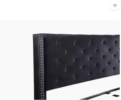 Image of Wooden Modern Upholstered King Size Bed for Bedroom | Wooden Double Bed Without Storage | Platform Cot Upholstered Bed with Upholstery Fabric | Engineered Wood | 6.5 x 6 Ft | Black Chosen