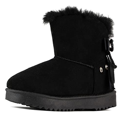 Forever Link Girls Faux Suede Soft Winter Warm Ankle Boots with Fur Lining