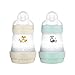 MAM Easy Start Anti-Colic Elements Babyflasche im 2er-Set (160 ml), Milchflasche für die Kombination mit dem Stillen, Baby Trinkflasche mit Bodenventil gegen Koliken, 0+ Monate, Fuchs/Waschbär