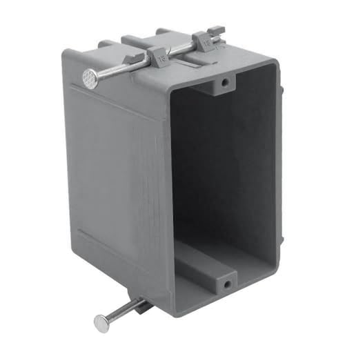 1-Gang PVC New Work Outlet Box 18 Cubic Inch Switch Box Gray New Work Electrical Nail Outlet Box ETL Listed to UL514C and UL263 AWG for 9/14 8/12 7/10(1Pack)