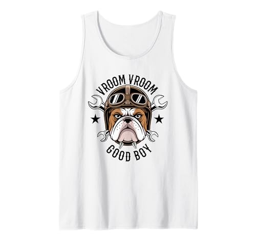 Vroom Vroom Bulldog Mechanic Biker Casque Clé croisée Débardeur