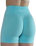 Bright Colors Maybe See Through Not Squat Proof Summer Workout Shorts for Women Seamless Scrunch Running Shorts (XS,Crystal Blue)