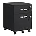 VASAGLE Rollcontainer, abschließbar, Aktenschrank mit 2 Schubladen, 5 Rollen und Verstellbarer Hängeregistratur, strukturierte Oberfläche, für Dokumente im A4- und Letter-Format, schwarz LCD22BV1