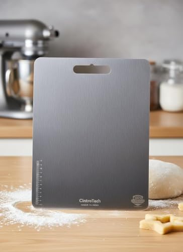 Image of Stainless Steel Vegetable Chopping Board XXL 41 x 31 cm - Heavy Duty Cutting Board for Vegi, Fruits & Meat | Rust-Proof, Durable & Hygienic Kitchen Board