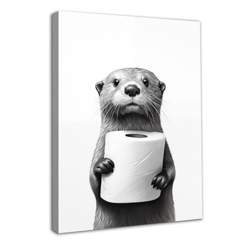Décor salle de bain rigolo cadre loutre papier toilette humour WC