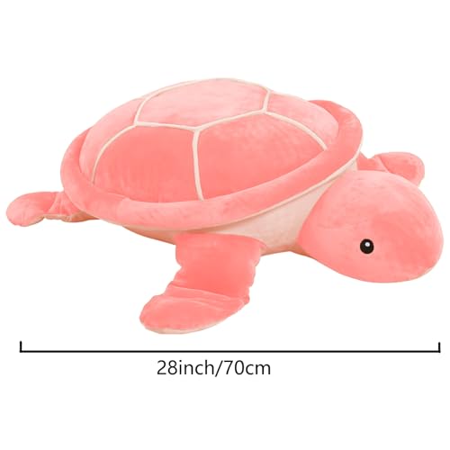 Dalmao 70cm Schildkröte Kuscheltier Groß, weiches Kuschel Kissen mit Jumbo-Schildkröte, Cartoon Stofftier Plüschtier Rosa Meeresschildkröte, Geschenk für Kinder Geburtstag