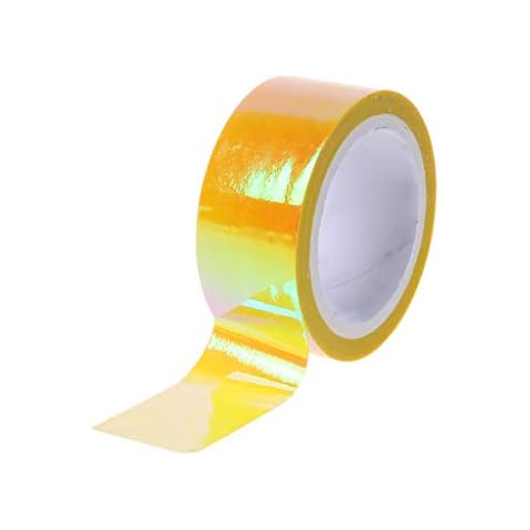 ZZALLL Rhythmic nastics Decoration Holographic Prismatic Glitter Tape Hoops Stick - yellow Cover