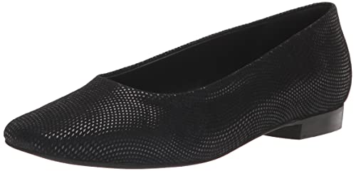 Trotters Honor - Flats for Women - Flexible Rubber Sole - Low Stacked Heel - Leather Upper - Square Toe Black Mini Dot 8.5 W (D)