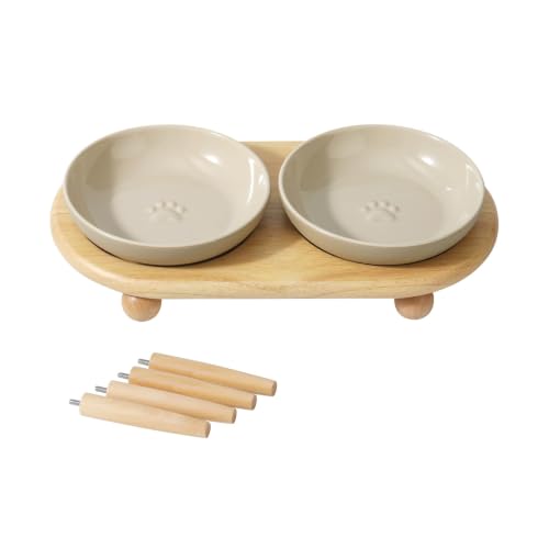 Havniva Elevated Cat Bowls, Raised Cat Bowl Ceramic Cat Dishes with Stand