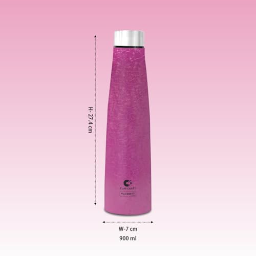 Image of Clay Craft VACBOTT Chariot Single Walled Non Insulated Water Bottle-900ML, 3-Piece(Pink) Leak Proof | Easy Grip |Easy To Carry| Gym Bottle | Home | Kitchen | Hiking | Treking Bottle | Travel Bottle