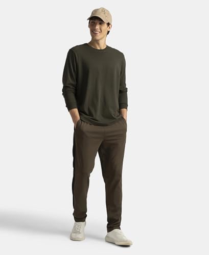Image of Jockey AM75 Men Super Combed Cotton Rich Slim Fit Trackpant with Zipper Media Pocket