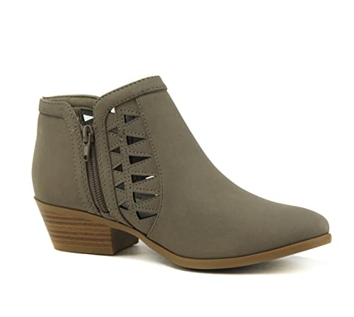 Image of Soda Women's Mug Round Toe Faux Suede Stacked Heel Western Ankle Bootie