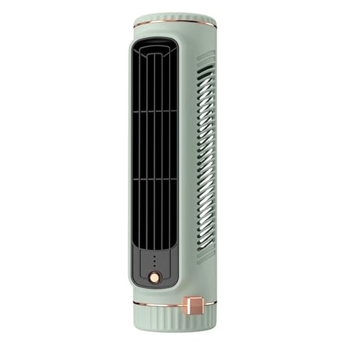 Ventilador de torre pequeño, recargable por USB, diseño sin aspas, mini ventilador de torre con función oscilante, 6 x 8 x 27 cm, mesa personal, con 3 ajustes de velocidad, para hogares, oficinas y
