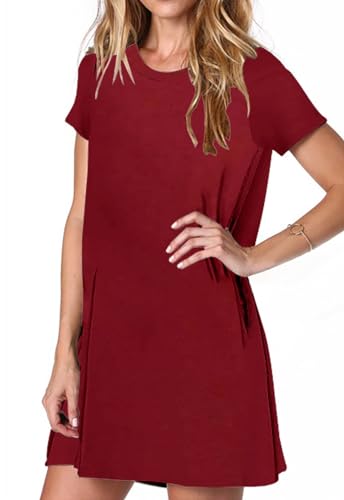 Image of Alaster Women's Casual Summer T Shirt Dress Loose Short Sleeve Tunic Dress with Pocket for Women