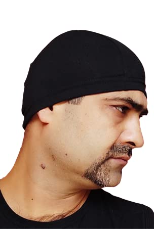 iNEED Helmet Skull Cap || Comfy Cotton || Not Visible Under Helmet || Headwear Bike Helmet Liner Multifunctional || Lightweight Stretchable|| Black