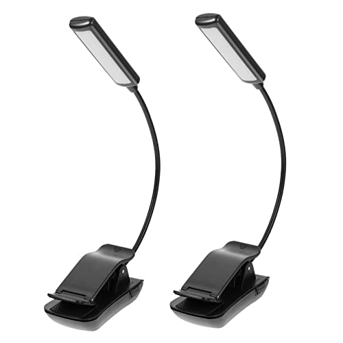 COHEALI 2Sets Rechargeable LED Reading Clip Lamp Music Score Light with Level Brightness Stable Clamp Design for Bedside Use Present for Pianists and Readers