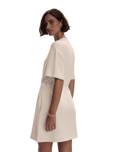 Image of COCOMARTS Dresses for Women Summer Short Sleeve Crew Neck Sweatshirt Dress Drawstring Waist Tunic Tops Mini Vacation Sundress