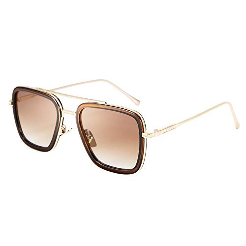 FEISEDY Retro Square Sunglasses Tony Sunglasses Trendy Gradient Lens B2510