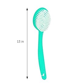 DecorRack Bath Brush with Bristles, Long Handle for Exfoliating Back, Body, and Feet, Bath and Shower Scrubber, Green (1 Pack)