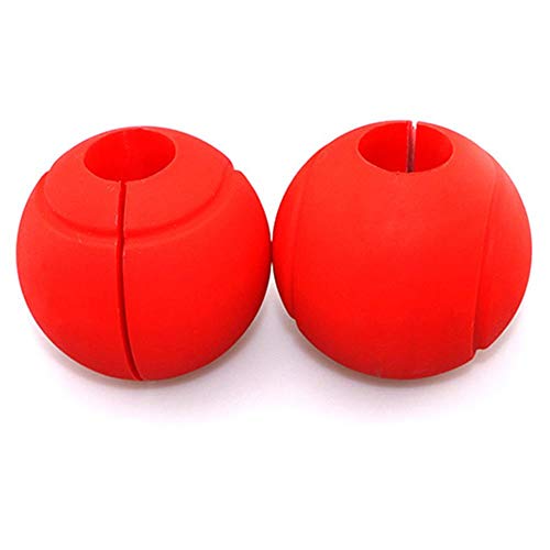 YOYIK Lot de 2 poignées rondes en silicone écologique pour haltères et haltères - Rouge