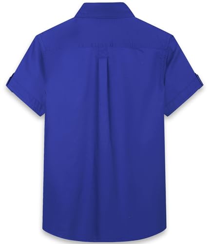 Big Boys & Mens Dress Shirts Western Button Down Short Sleeve Classic Woven Shirt with Two Pockets2