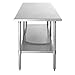 Kratos Commercial Worktable, All-Stainless Steel Kitchen Prep Table with Undershelf, 96